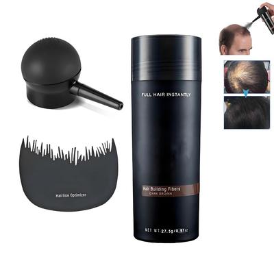 25 г кератиновые волокна для волос, порошок для лечения выпадения волос, 3 цвета, волокна для наращивания волос, утолщение, унисекс, портативная насадка для распыления волокон от выпадения волос