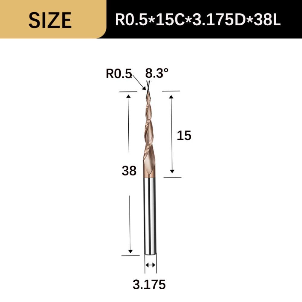 Solid Carbide Tapered Ball Nose End Mill Spiral Engraving Router Bits CNC Carving Bit Woodworking