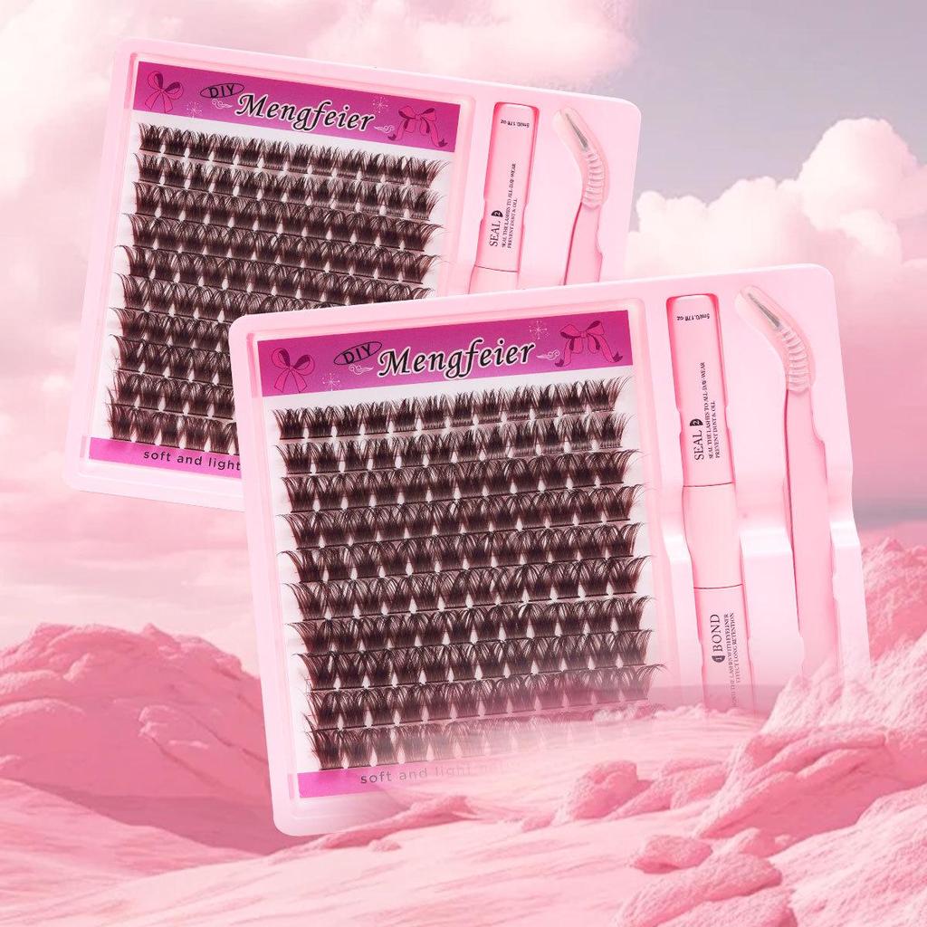 Золотисто-коричневые густые пучки ресниц D-завитка для самостоятельного наращивания - Европейский и американский стиль