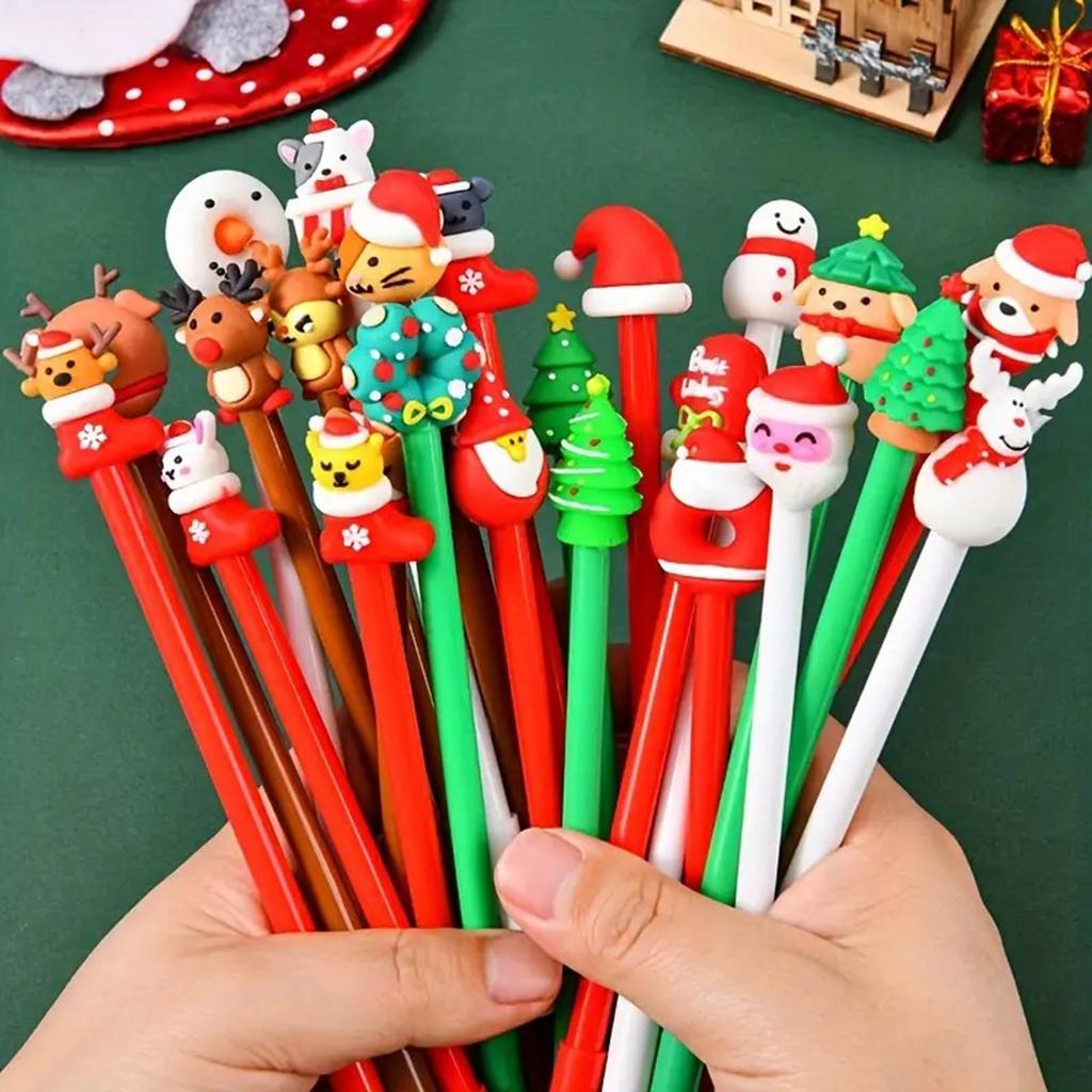 5ml 50 Pieces Christmas Gel Ink Pen Novelty Christmas Rollerball Pens Black Gel Ink Christmas Characters Stick Pen Christmas