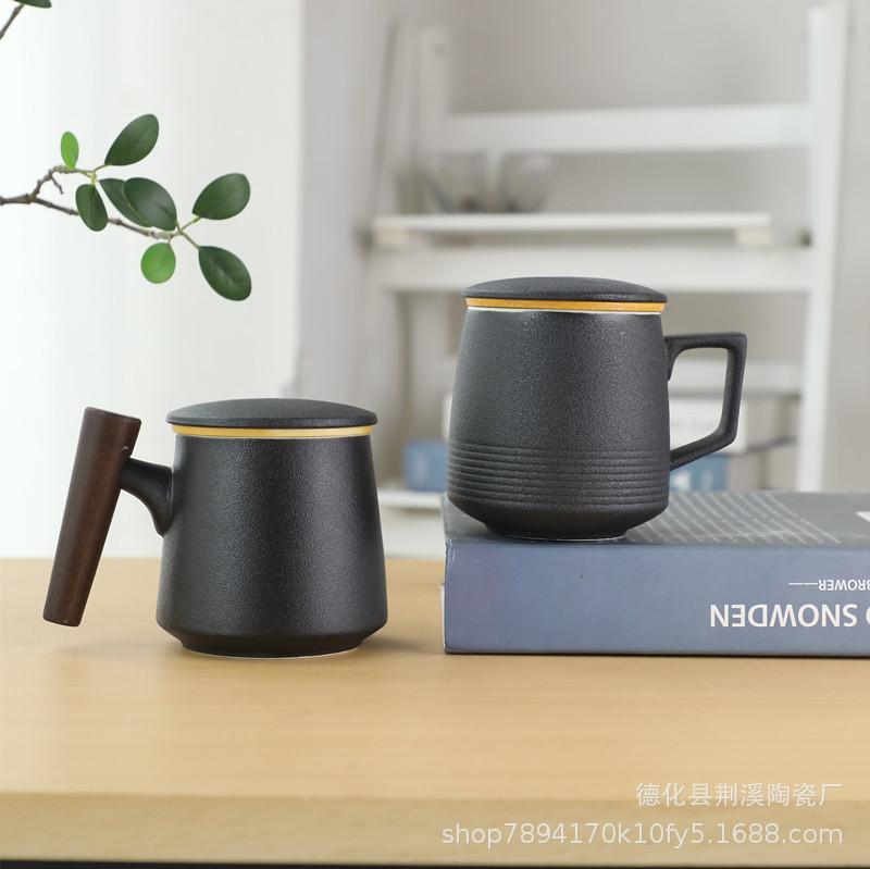 Японская сувенирная чашка для чая высокого класса с разделением чая, керамическая чашка из черной глины, офисная подарочная чашка