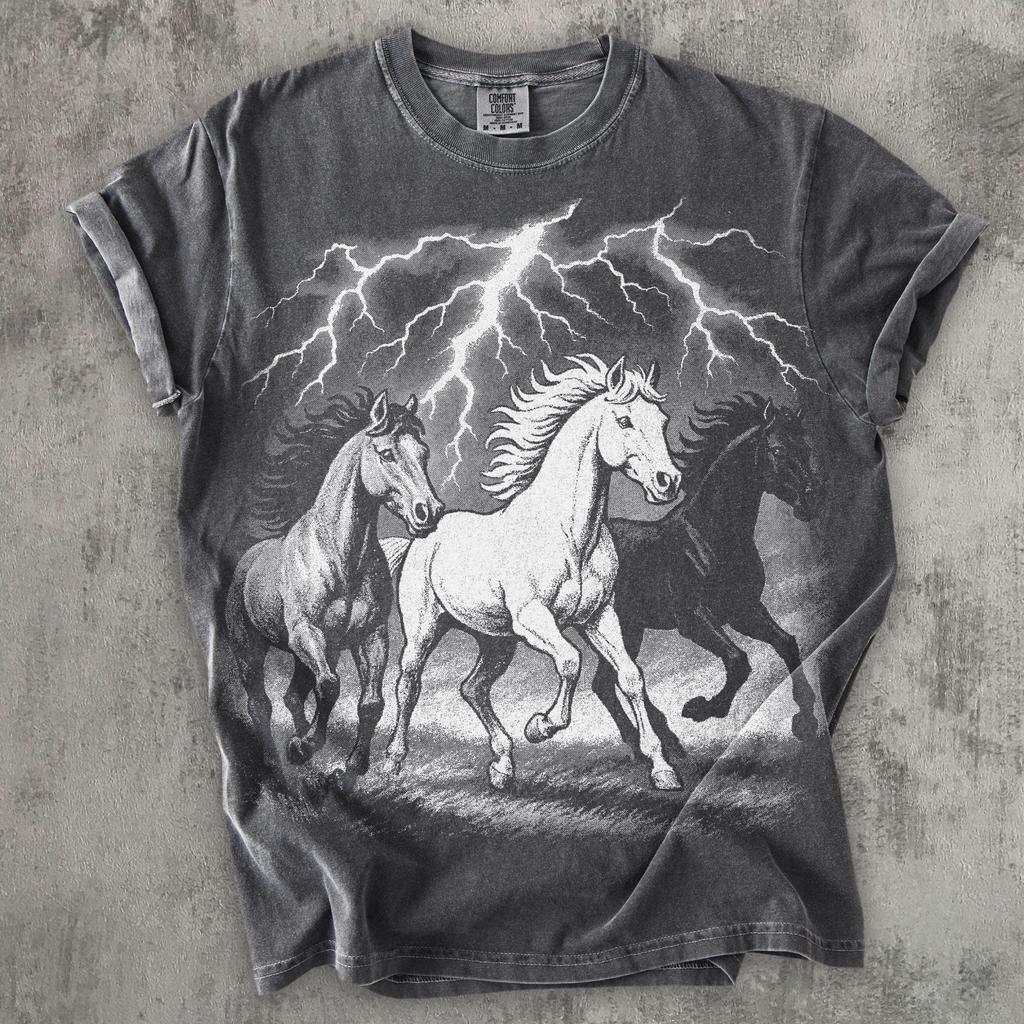 Vintage Graphic Thunder Wild Horses T-shirt, Horse Shirt, Comfort Colors Tshirt, 90s Retro Tee, Gifts for Her Him, Nature Lovers Gift