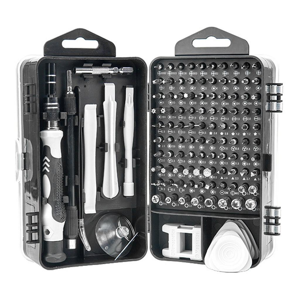 Набор отверток 115 в 1 Магнитный Точный Набор для ремонта мобильных телефонов Инструменты для обслуживания Серо-черный