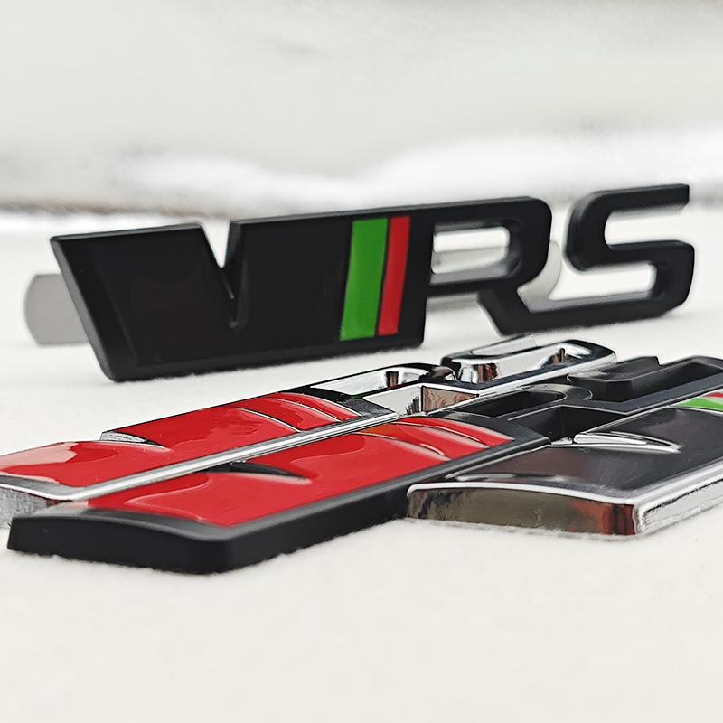 QPZF2 3D Metal Logo VRS Sticker Letters Emblem Car Front Grille Fender Side Trunk Badge For Skoda RS VRS Stickers Accessories