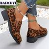 Модные повседневные туфли из замши с леопардовым принтом, женские туфли на платформе, толстые каблуки, зимние короткие, плюшевые, теплые, 2025 года, трендовое платье для прогулок в стиле челси Zapatos