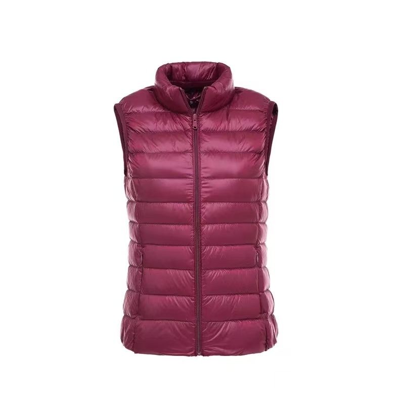 Легкий однотонный женский пуховый жилет, короткий жилет, жилет с воротником-стойкой, легкие пальто на 90% из белого утиного пуха, куртка