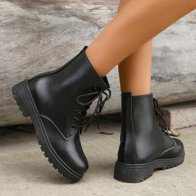 Горячая Распродажа Обуви для Женщин Зимние Женские Ботинки Однотонные Круглый Носок Низкий Каблук Водонепроницаемые На шнуровке Zapatillas De Mujer