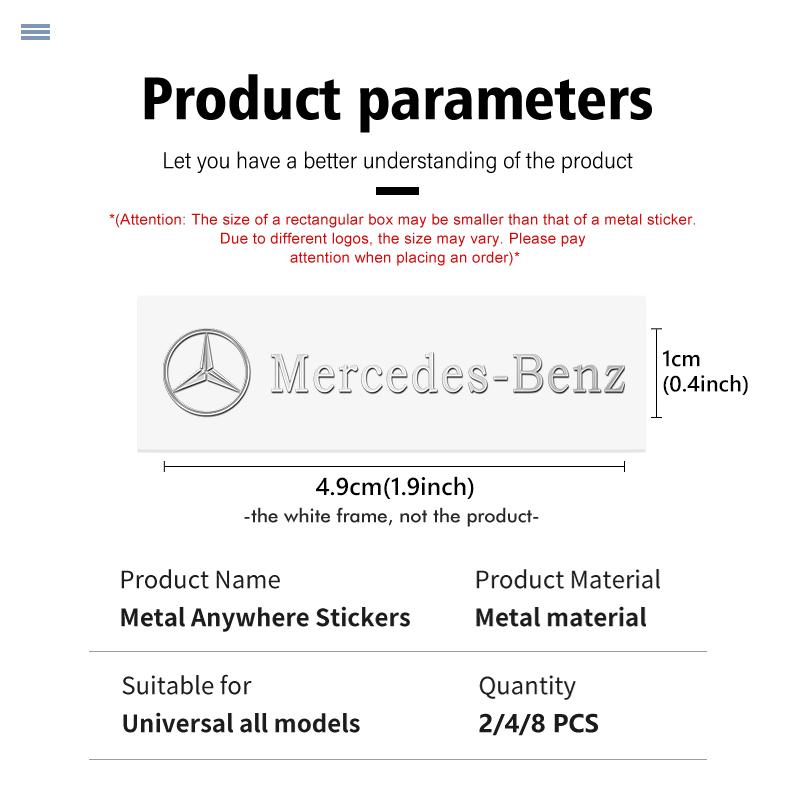 BAI1 For Benz 2/4/8PCS Metal Car Interior Decoration Sticker Badge Decal Accessories CLS SLK Sport ML C200 C260 C300 W205 CITAN VITO