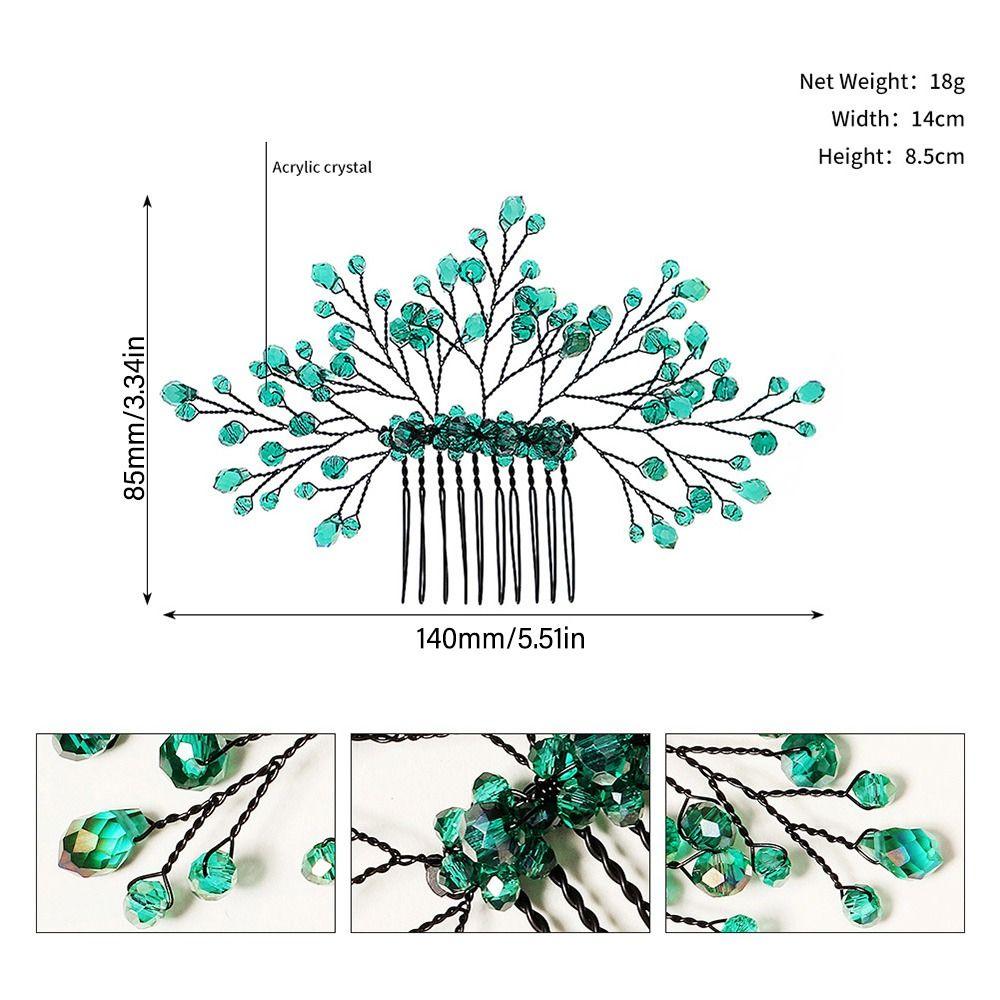 Green Crystal Tiara Flower Leaf Headbands Bridal Clips Crystal Hair Combs Rhinestone Hair Comb