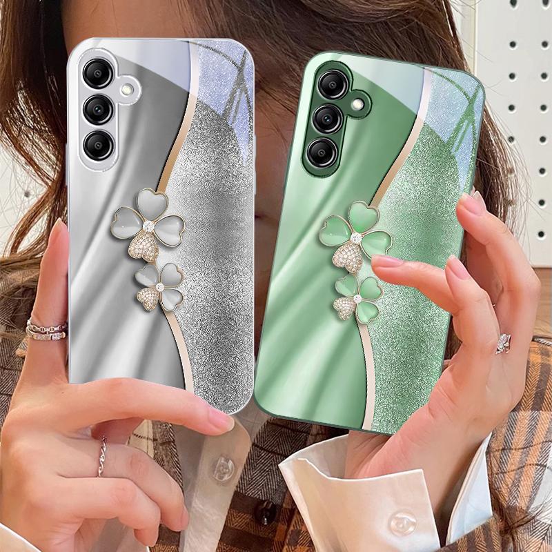 Роскошный Четырехлистник Для Samsung Galaxy A14 4G 20 30 52 20S 21S 22 A32 33 34 42 50 51 53 54 70 71 72 73 5G Стеклянный Чехол для Телефона