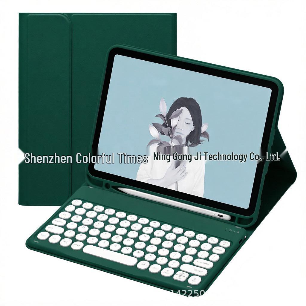 Круглая Bluetooth-клавиатура для iPad в кожаном чехле с держателем для стилуса для Air/Pro/A16