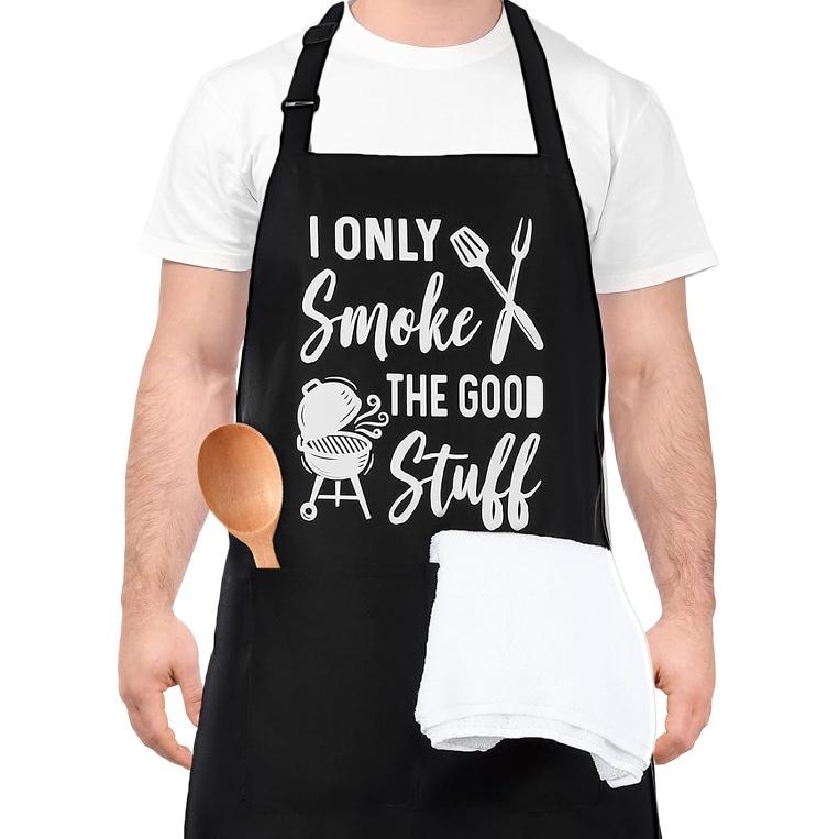 Funny Aprons for Men, Professional Kitchen Cooking Aprons with Two Pockets, Adjustable Chef Apron Bib Apron Gift