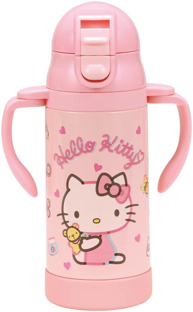 Skater 350ml Stainless Steel Straw Mug with Foldable for Sanrio Hello Kitty Plush for Girls Handle, 2-Way Design, Babies, Toy, (STWM3N-A)