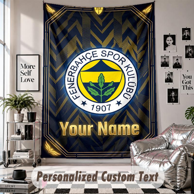 Custom Tapestry Wall Hanging, Fenerbahçe FC Personalized Name Text Home Wall Decor