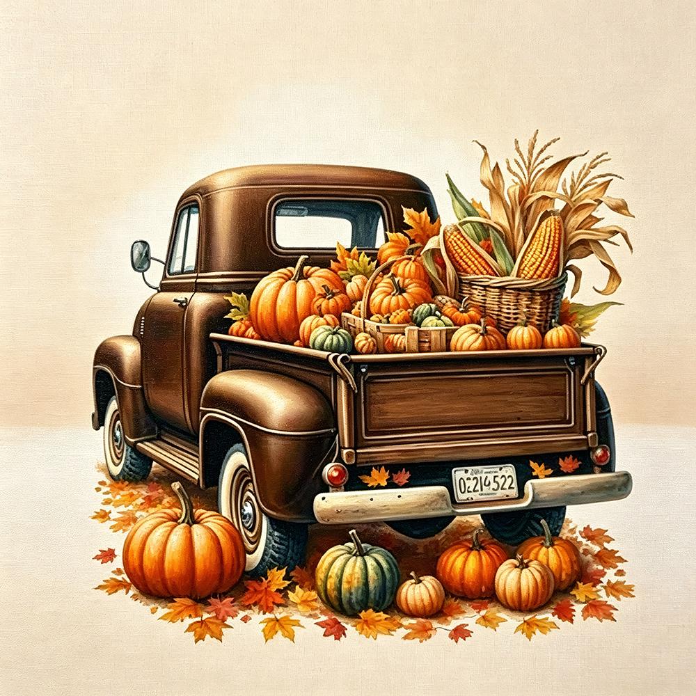 5D Diamond Painting Fall Harvest Truck DIY Craft Kit Diamond Art Kits for Home Wall Decor Autumn Pumpkin Farm Truck Pictures