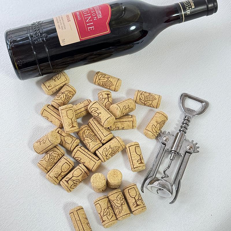 Пробка для винной бутылки из пробковой крошки с принтом под дуб - Цилиндрическая и коническая форма