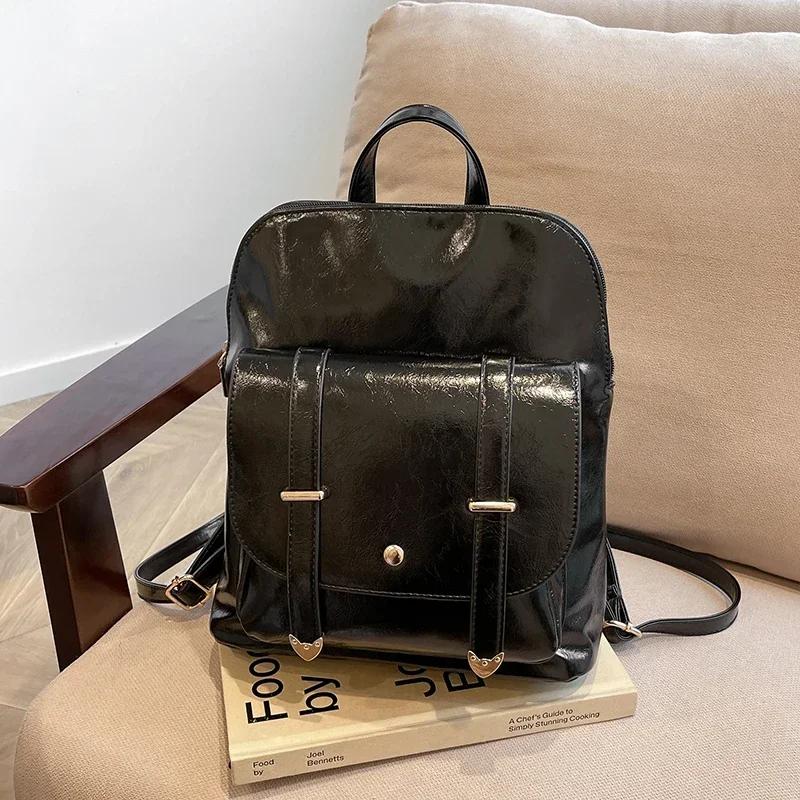 Retro Sophisticated Small Briefcase for Women New University Style Daily Commuter Backpack