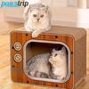 Corrugated Cat Scratching House Creative Cat Scratcher TV-shaped Scraper for Cats Large Capacity Cat Home Cat Accessories