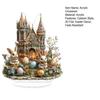 Easter Bunny Ornament 2D Flat Acrylic Ornament Tiered Tray Decoration Castle Rabbit Figurine for Farmhouse Home Mantel Bookshelf Easter Decor
