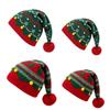 Red Green Patchwork Color Christmas Hat Jacquard Christmas Knitting Hat  Festive Decoration