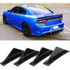 4Pcs Universal Curved Shape Rear Bumper Diffuser Shark Fin Spoiler Trim Covers Decoration Set Lip Wing Splitter, Carbon Fiber