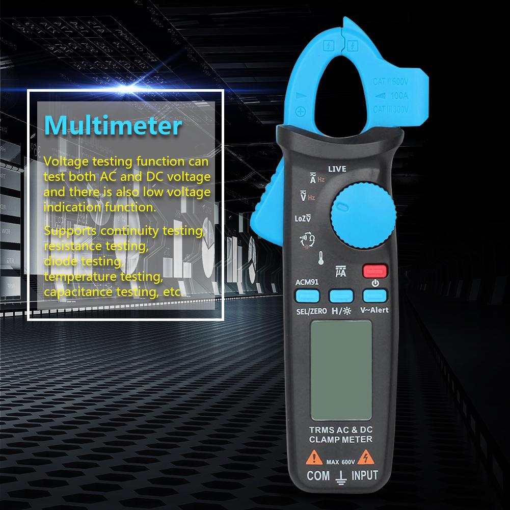 1pc Digital Clamp Multimeter AC DC Voltage Current Resistance Temperature Tester 6000Count