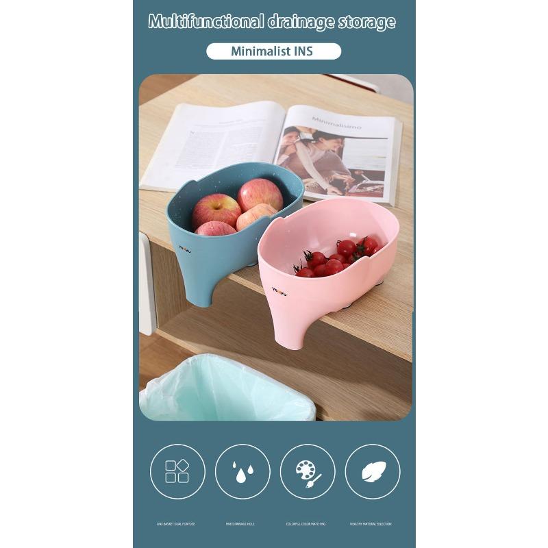 Сливная корзина «Слон» Универсальная кухонная сливная корзина для хранения Бытовая корзина для мытья фруктов и овощей Корзина для мытья пластиковая сливная корзина Фильтр для раковины