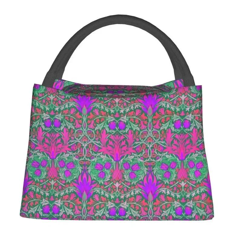 William Morris Изолированная сумка для ланча для женщин Портативная сумка-холодильник Snakeshead Термобокс для ланча Пляжная походная дорожная сумка через плечо