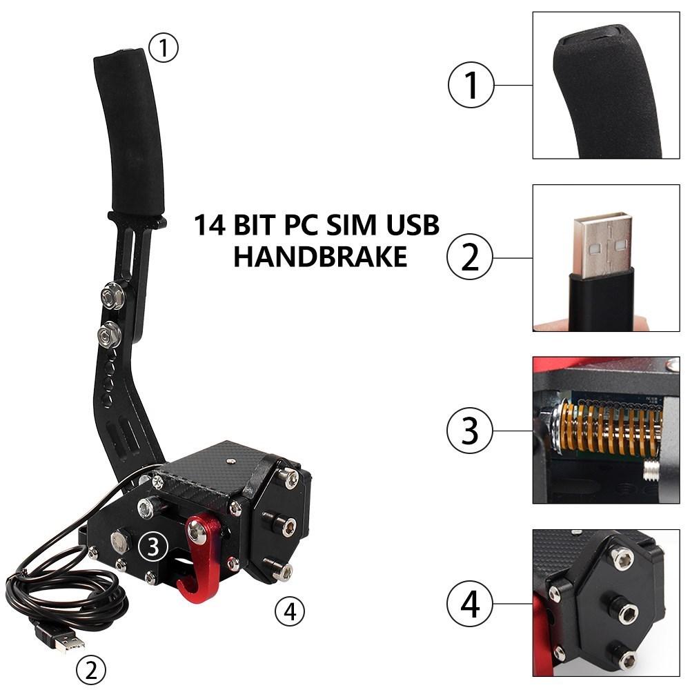 PC 14bit Hall Sensor USB SIM Racing Brake System Handbrake For Rally For Logitech G29/G27/G25 For Racing Games T300 T500