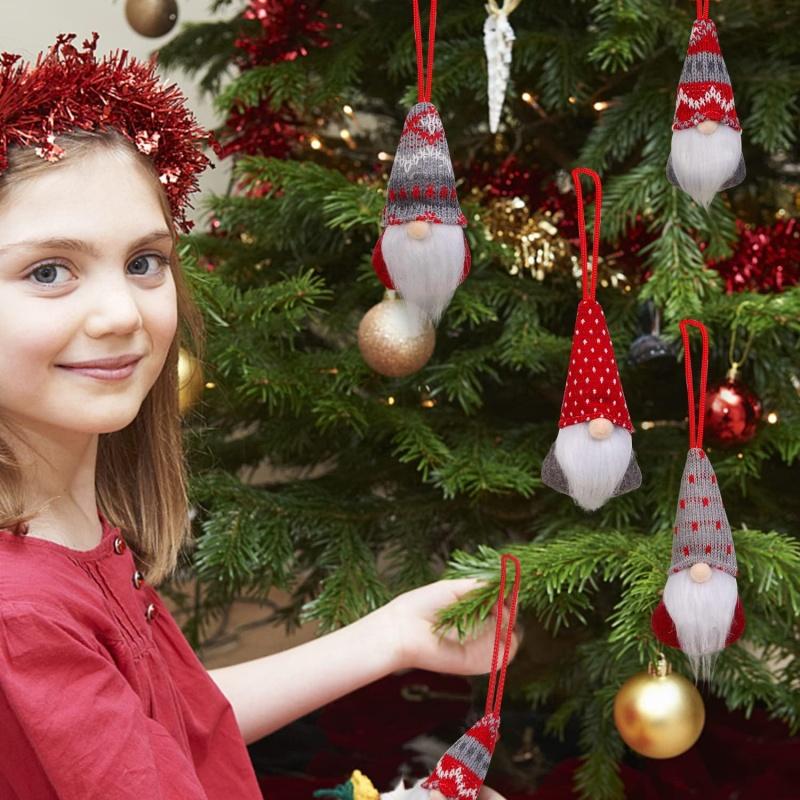 Набор из 3 шт. Рождественские гномы для подвешивания Украшения Шведские ручной работы Плюшевые гномы Санта Эльф Подвесные Домашние украшения Праздничные украшения