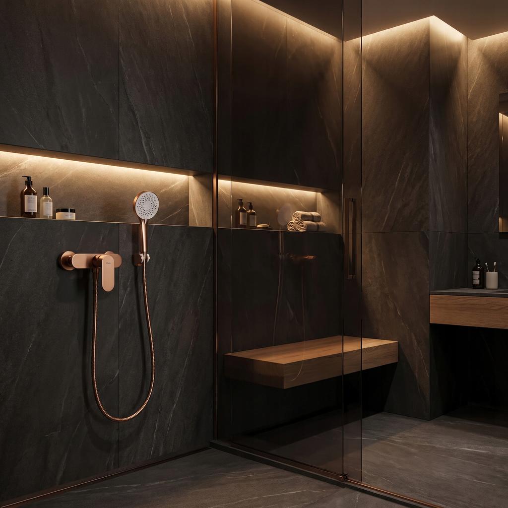 Rea Drop Brushed Copper Single-Lever Wall-Mounted Shower Faucet