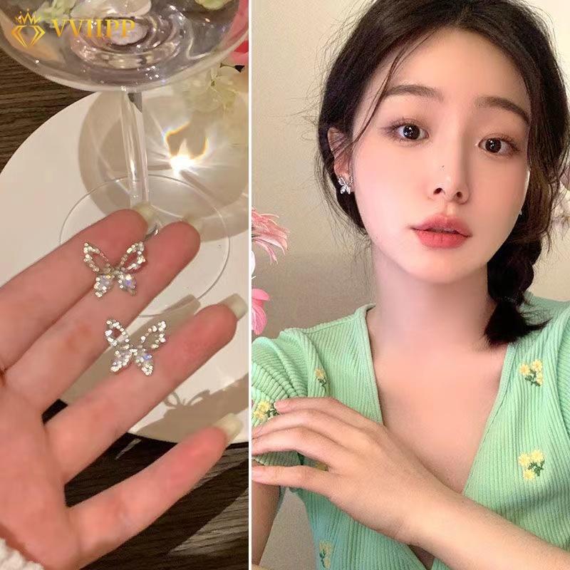 IF ME Korean Cutout Butterfly Earrings ElegantSilver Stud Earring for Women Accessories Jewelry
