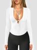 Autumn 2025 Y2K Deep V-Neck Cutout Sexy Slim Fit Long Sleeve Knitted Sweater