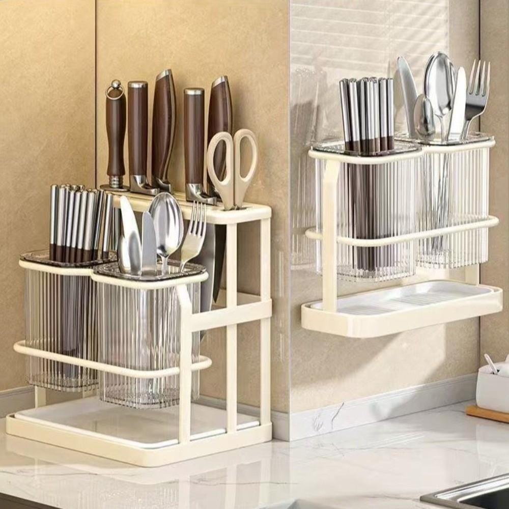 Mildew-Proof Kitchen Storage Rack Wall Mounted Cutlery Organizer Drain Rack  Kitchen Countertop