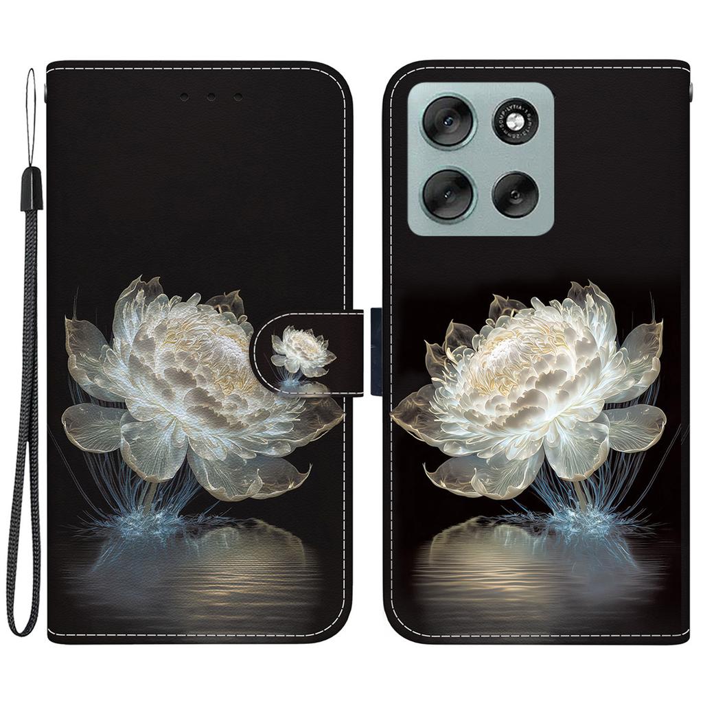 Для Motorola Moto G56 5G Кошелек Чехол для телефона Противоударный с принтом из кожи Книжка с ремешком