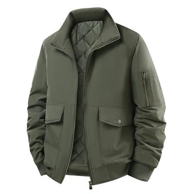 Зимняя хлопковая утолщенная теплая мужская рабочая хлопковая куртка повседневная с воротником-стойкой однотонная хлопковая куртка