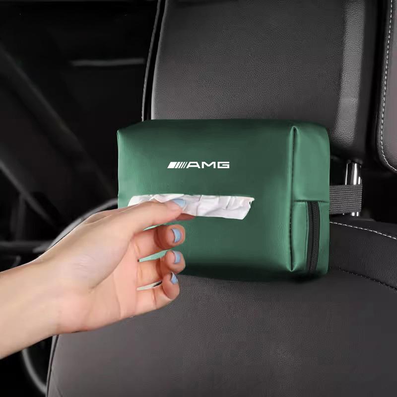 Car Tissue Storage Bag Sun Visor Seat Back Paper Towel Organizer For Mercedes Benz AMG W204 W205 W203 W211 W212 W210 W169 W206
