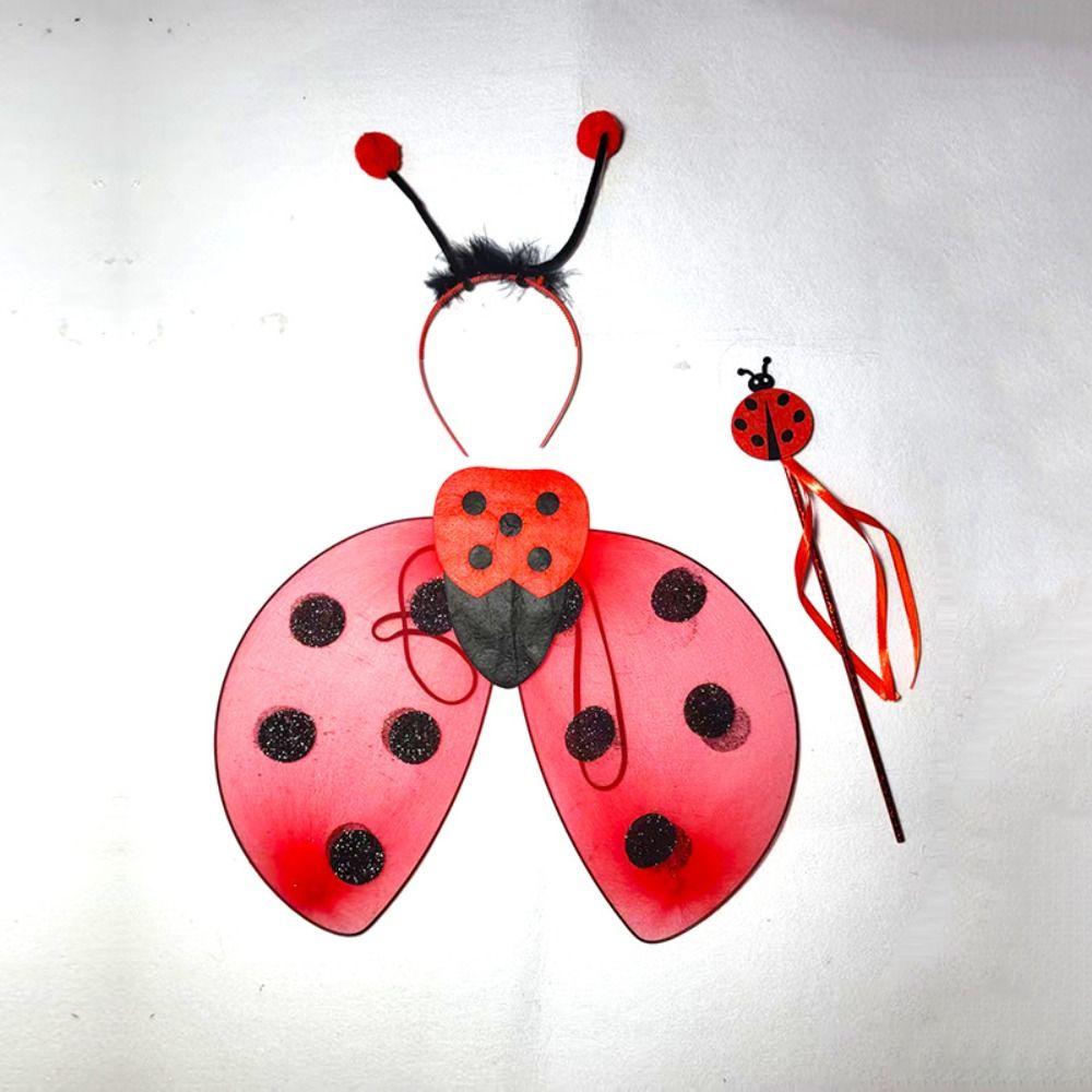 Headband Ladybug Costume Foldable Wings Performance Costumes Insect-themed Costumes  Halloween