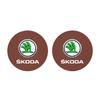 2Pcs Car Logo Coaster Anti-skid Anti-noise Water Cup Pad For Skoda Octavia Kodiaq Superb Rapid Karoq Fabia Kamiq Citigo Vision