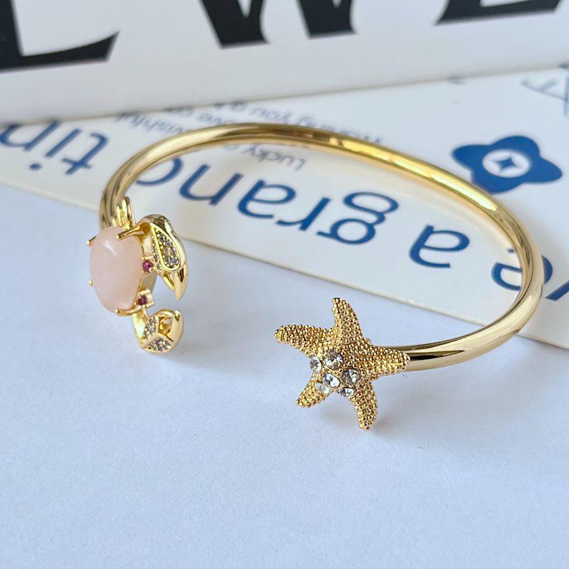 Pink Starfish & Crab Metal Bangle: Summer Luxury Niche Design