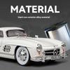 Масштаб 1/24 Классический автомобиль Benz 300SL Металлическая литая модель автомобиля со звуком и светом Коллекционирование Хобби Настольное декоративное украшение Подарок