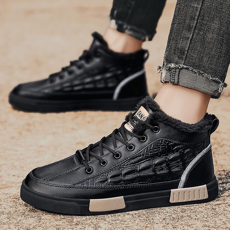 Мужские ботильоны Зимние высокие кожаные туфли Модные хлопковые ботильоны Деловая повседневная обувь для отдыха на природе Мужские кроссовки