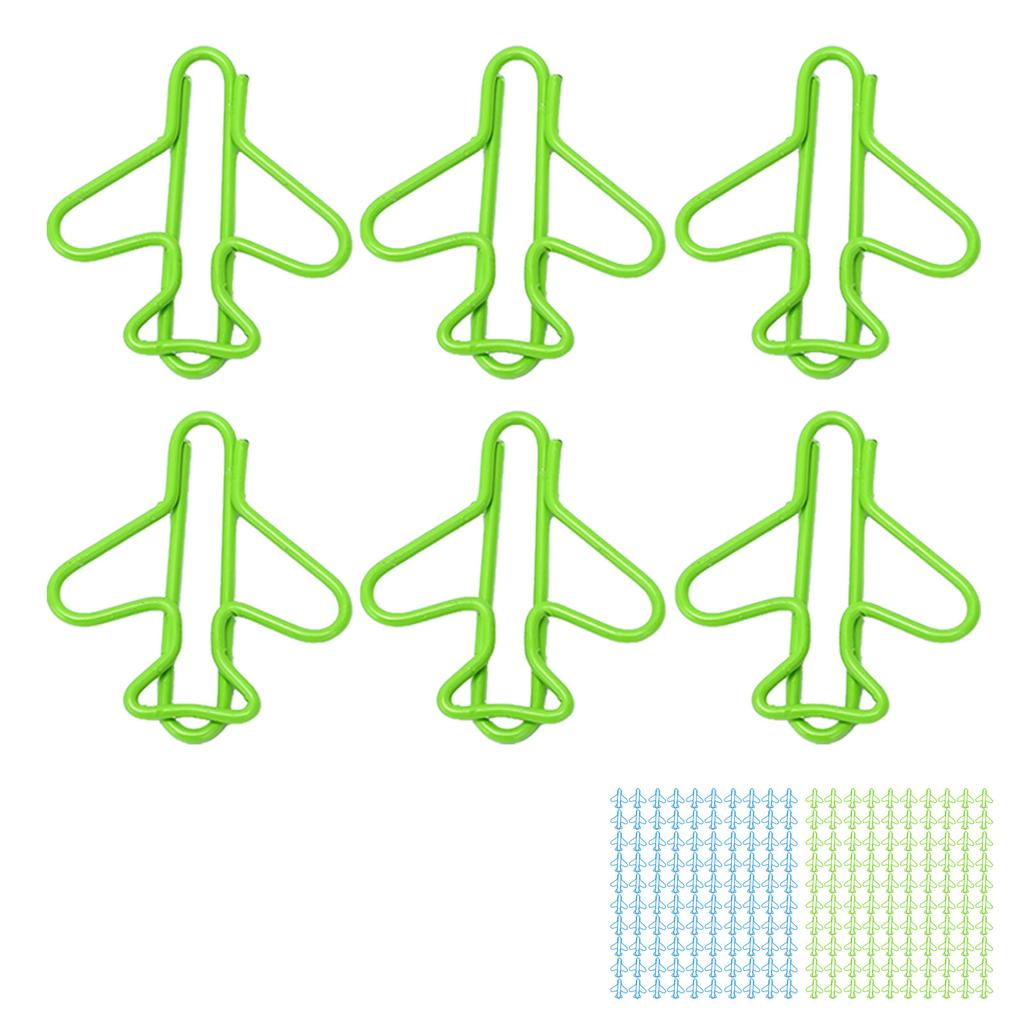 100 шт. милые скрепки в форме самолета, дизайн, покрытая проволока, яркие цветные необычные скрепки для скрапбукинга 