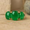 Женское кольцо из натурального зеленого оникса 9X7 мм, кольцо с тремя драгоценными камнями, эффектный подарок для любви, персонализированное украшение