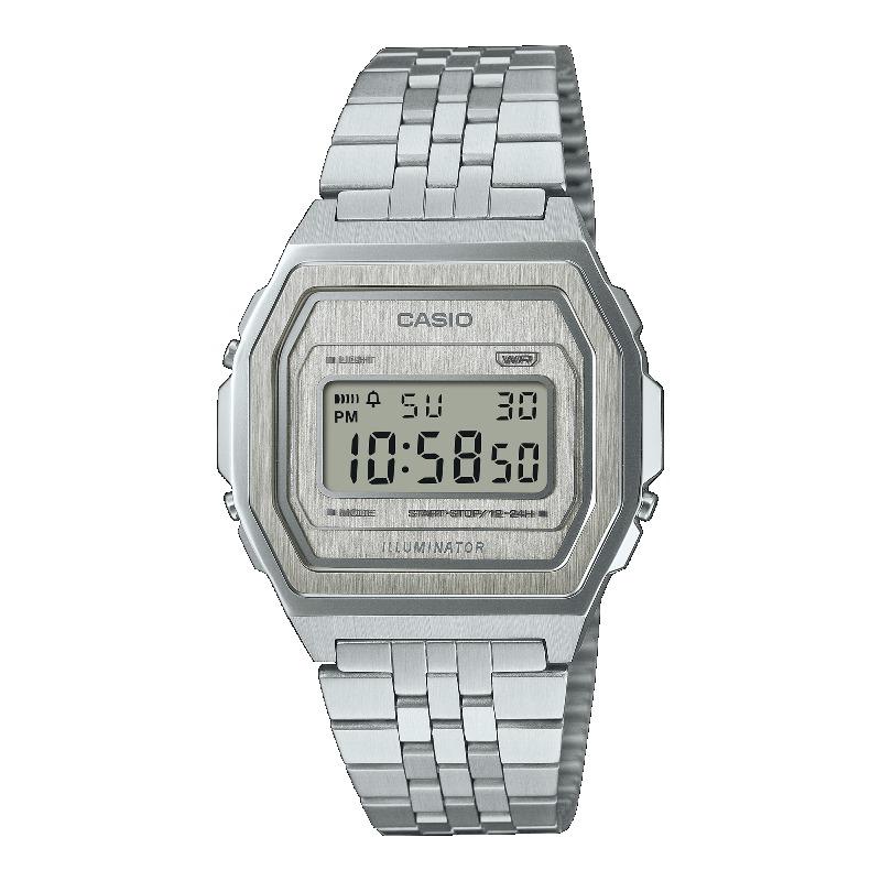 Casio Мужские водонепроницаемые цифровые кварцевые часы с будильником из нержавеющей стали A1000A-7