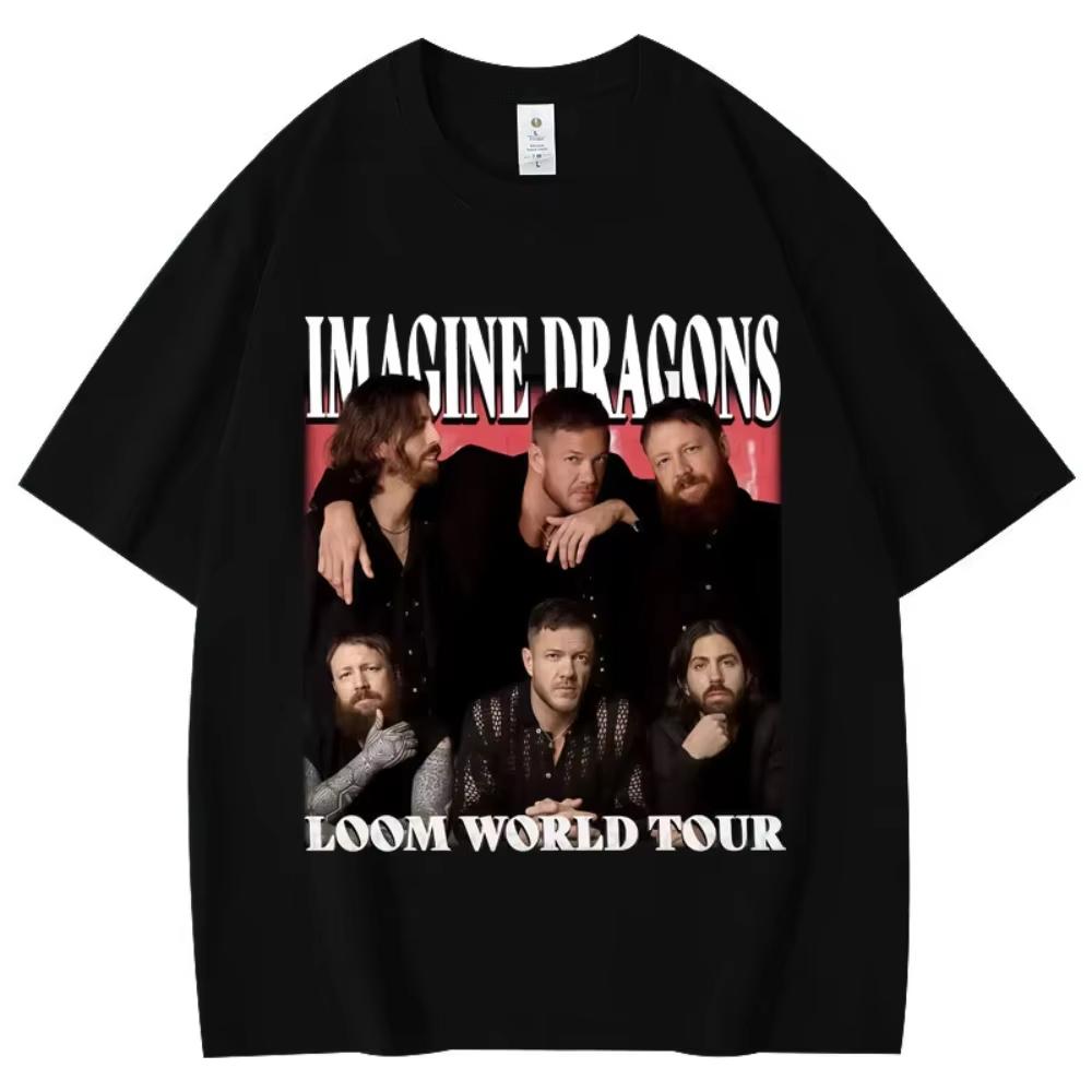 Imagine Dragons Loom World Tour T Shirt Unisexs WOMEN Fashion Rock Short Sleeve Tshirts Summer Casual Loose Cotton T Shirts