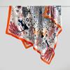 130*130Cm Oversized Animal Floral Printed Square Scarf Soft Thin Smooth Silk Shawl Leisure Style Windproof Sunscreen Head Wrap