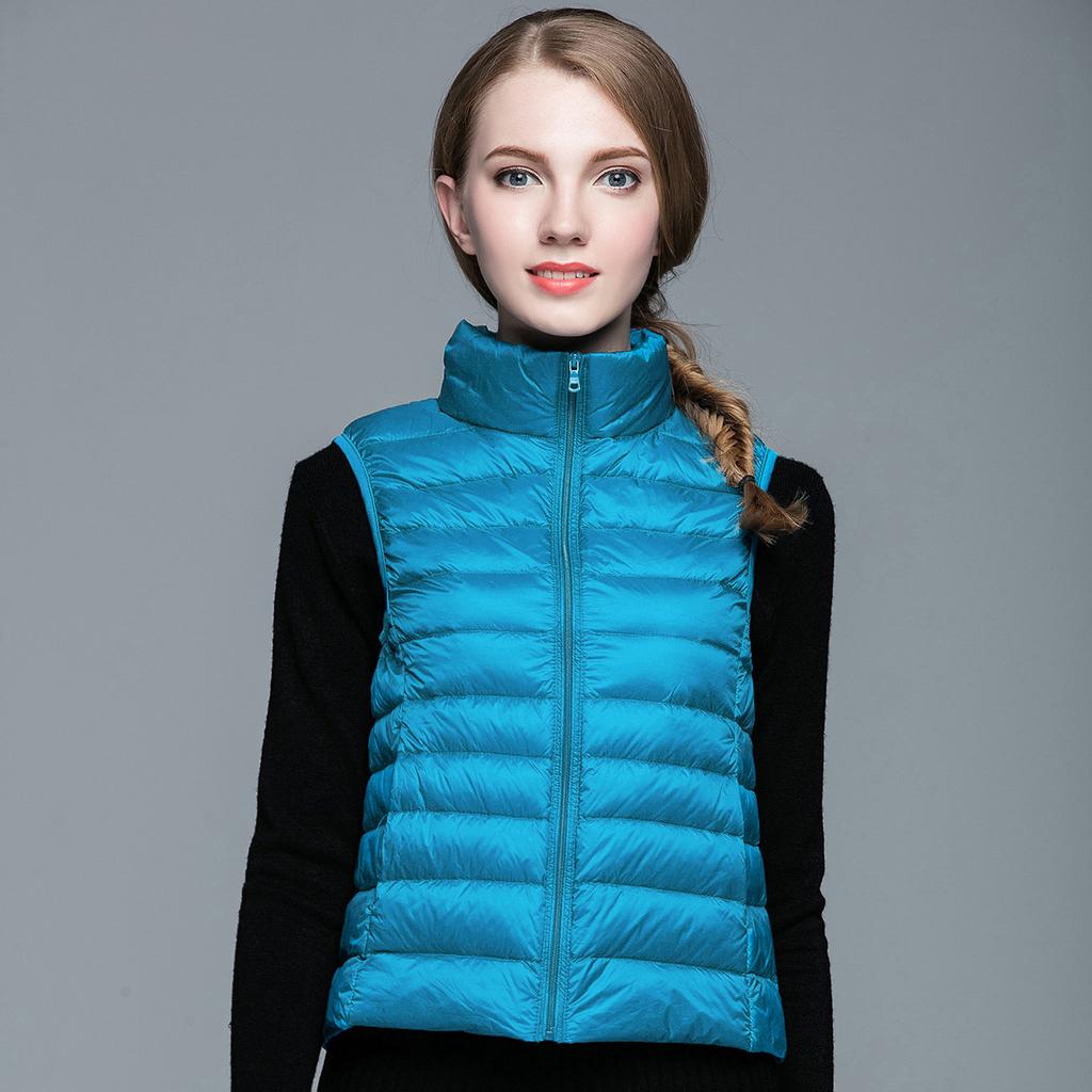Packable Ultra-light Sleeveless Women's Winter Down Jacket White Duck Feather Warm Waistcoat Down Vest Outerwear Coats for Woman