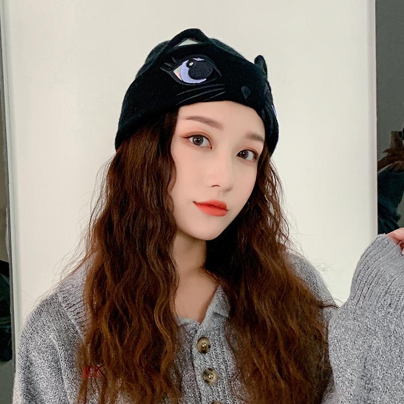Women's Autumn and Winter Korean Style Fashion Cold Hat Trendy Cute Cat Student Warm Knitted Hat