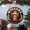 Wooden Interchangeable Upland Cow Welcome Sign with 35 Detachable Accessories Rustic Seasonal Home Decor Hanging